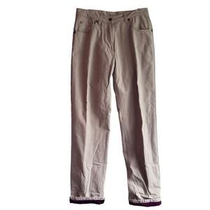 Woolrich Utility Canvas Pants Women 8 Khaki Flannel Lined Cabincore Camp Outdoor